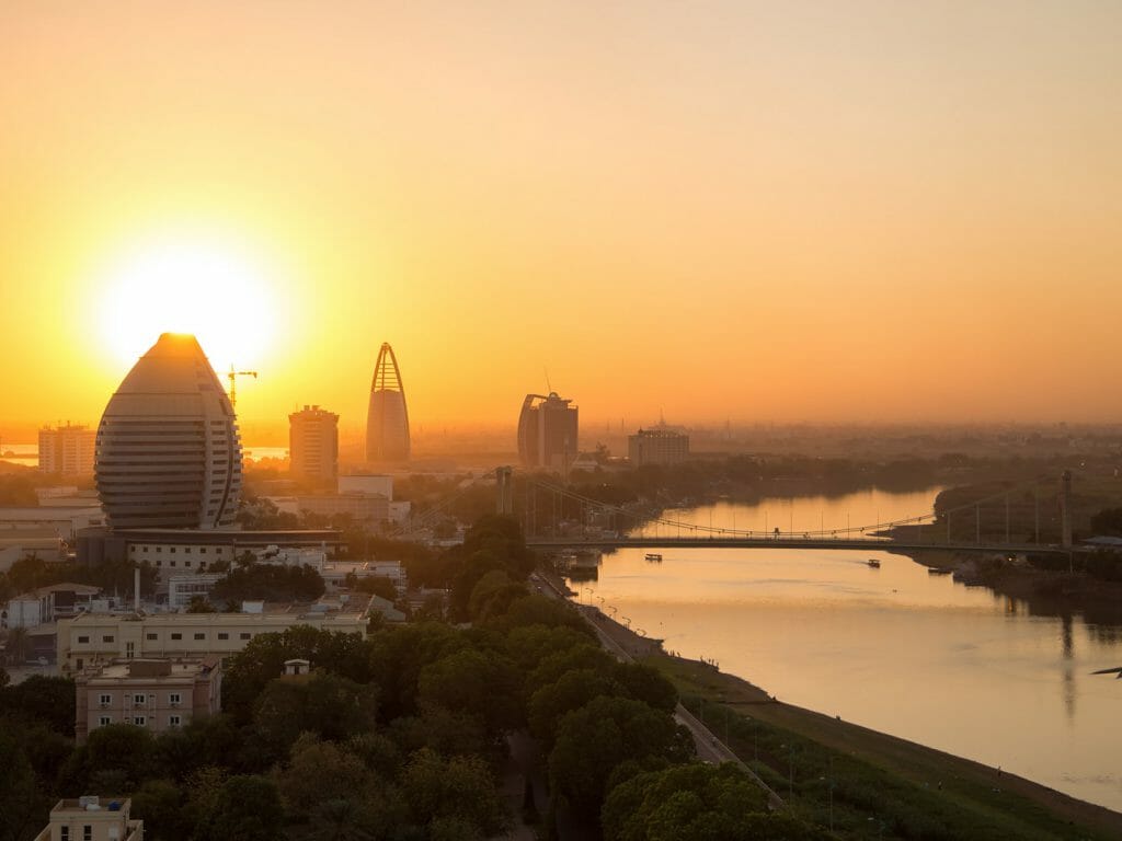 A sunset view of Nile River in Khartoum, Sudan