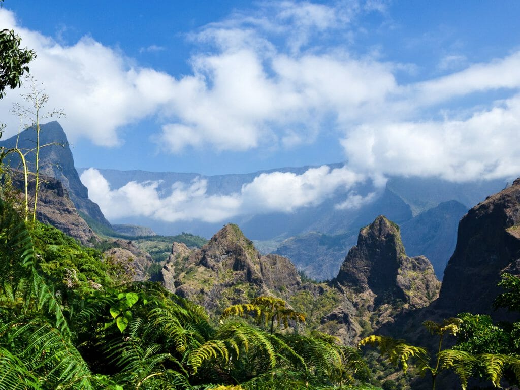 A view from a trail towards the Cirque de Mafate, Saint Leu, Reunion