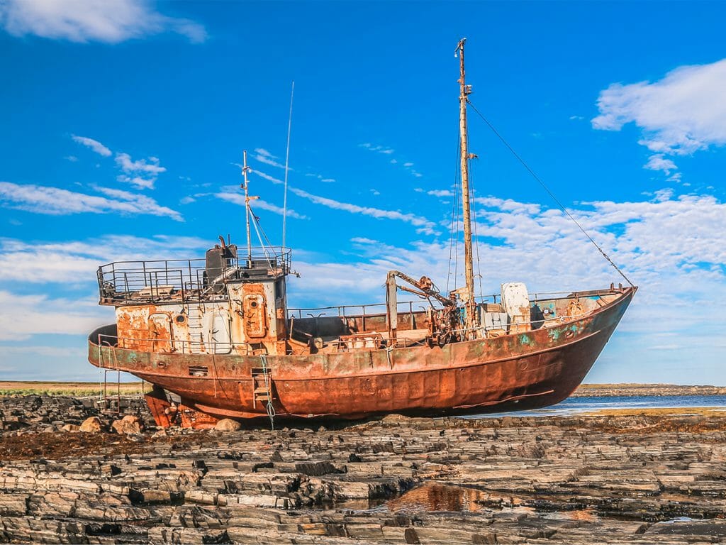 Abandoned ship in Russian Arctic