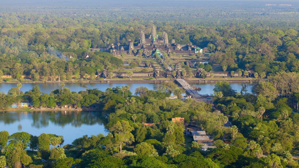 aerial view of Angkor Wat Temple complex