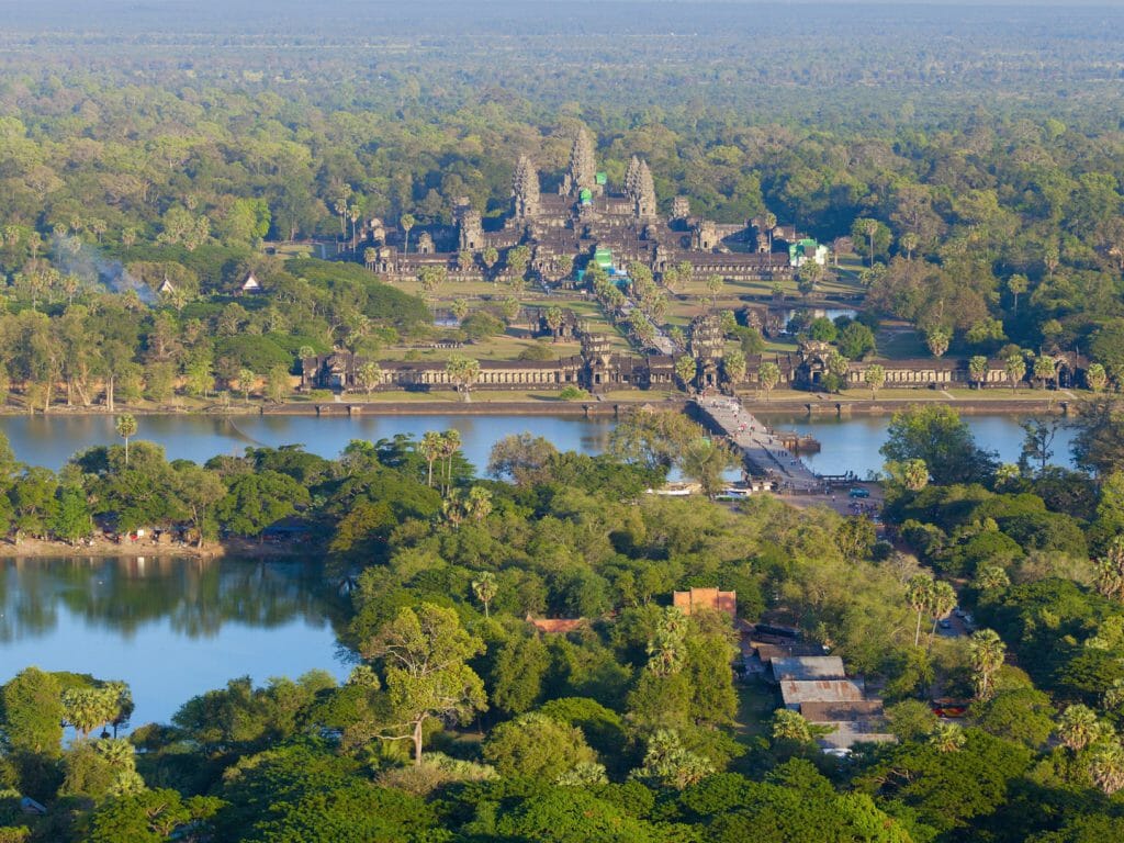 aerial view of Angkor Wat Temple complex