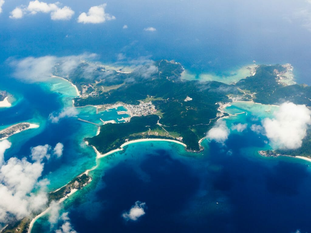 Aerial view of Kerama Island, Okinawa, Japan