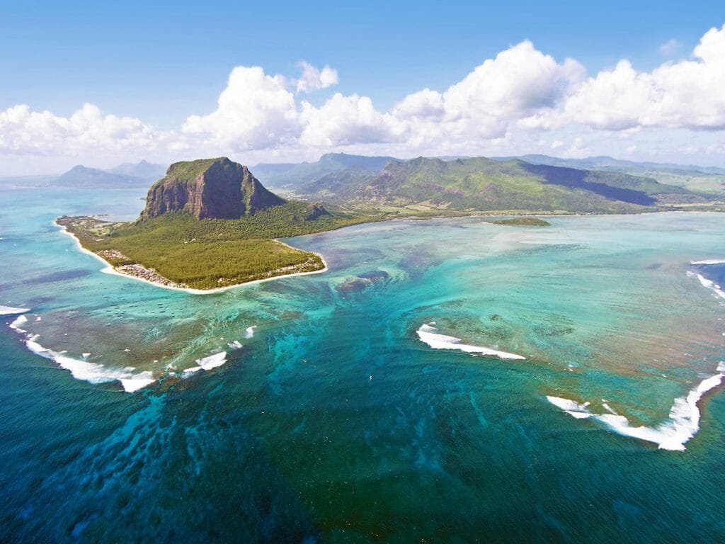 Aerial view of Le Morne Brabant mountain, Mauritius