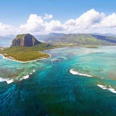 Aerial view of Le Morne Brabant mountain, Mauritius