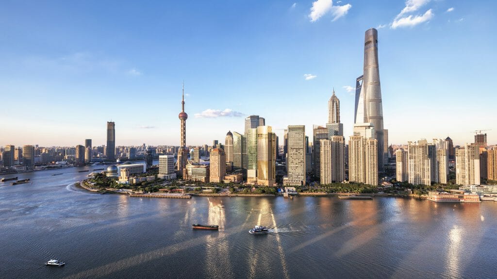 Aerial View of Lujiazui Financial District in Shanghai, Shanghai, China