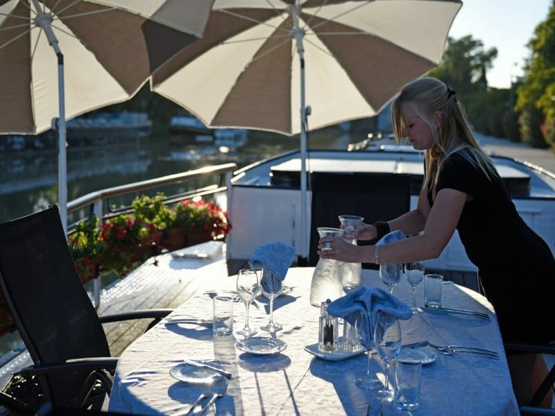 Dining on Barge, Barge Holidays, French Luxury Canal Cruise, France