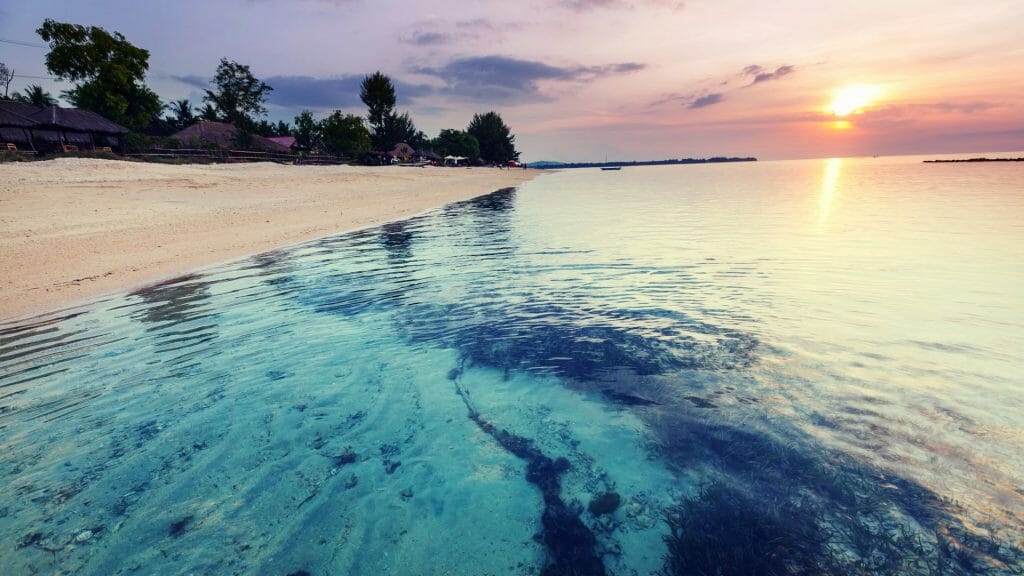 Beach at sunset in Indonesia,Gili island