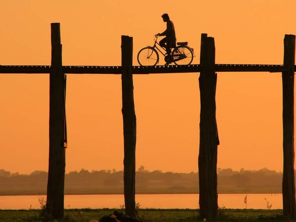 Bicycle, U Bein Bridge, Amarapura, Mandalay, Myanmar