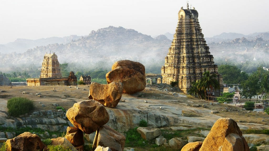 Boulders and Temple, Hampi, Karnataka, India