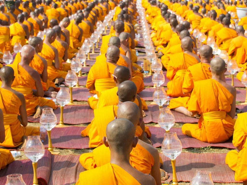 Buddist Monks Praying, Chiang Rai, Thailand