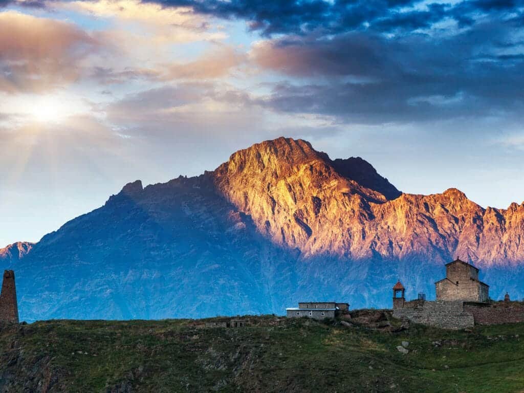 Caucasus Mountain Landscape, Sioni Village, Kazbegi, Georgian Military Highway, Georgia