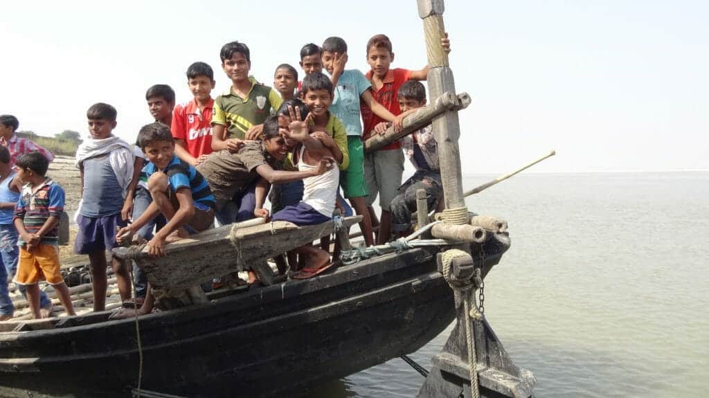 Childen on a Boat, Ganges River, India
