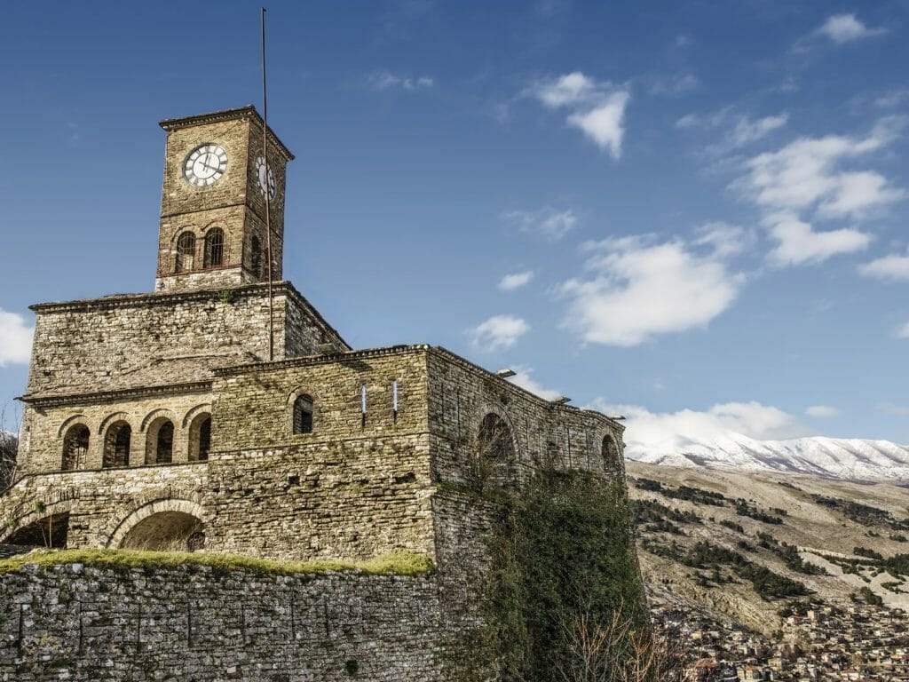 Clock Tower in the world heritage town of Gjirokaster, Albania