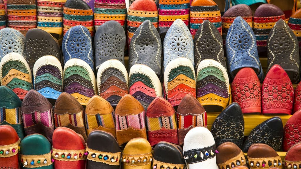 Colourful Babiuches in the Souk, Fes, Morocco