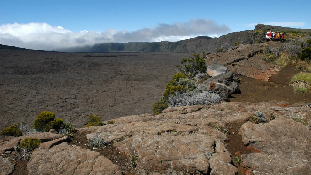 Crater of volcano La Fournaise, Reunion