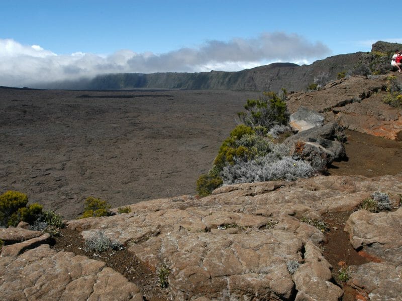 Crater of volcano La Fournaise, Reunion