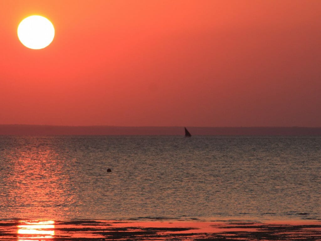 Dhow at sunset, Benguerra, Mozambique