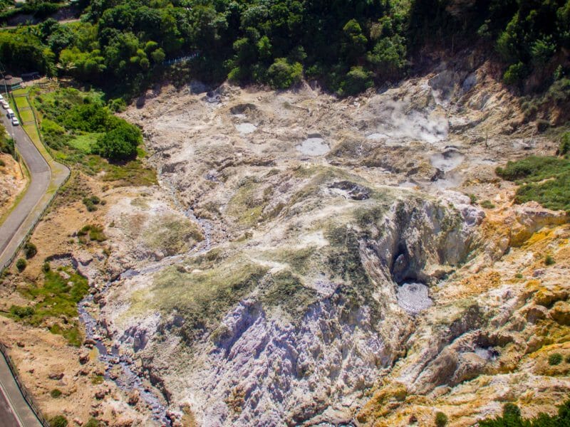 Soufriere drive in volcano