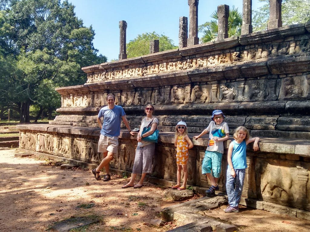 Family at a cultural site, Sri Lanka
