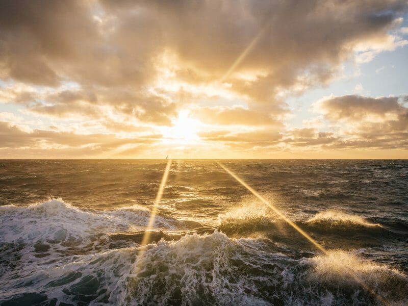 Golden sun over the Drake Passage