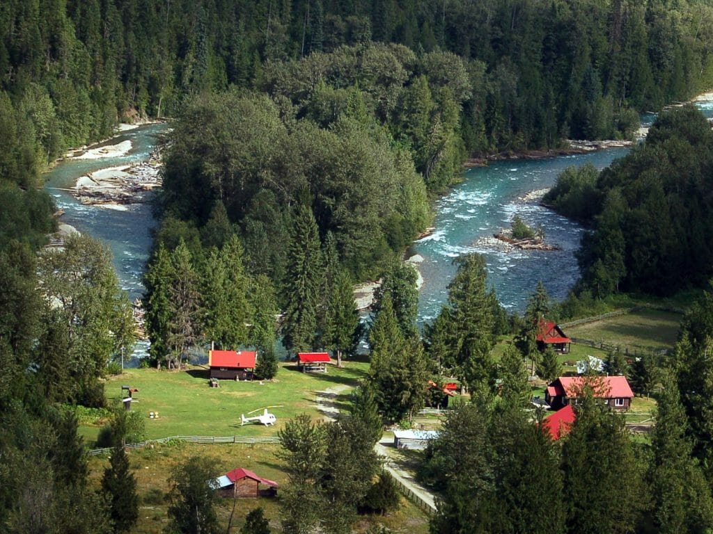 Wild Bear Lodge aerial view, British Columbia, Canada