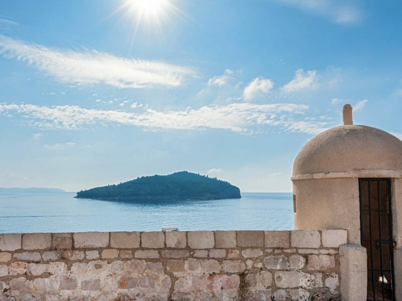 Gun Turret looking over Lokrum Island, Old City Walls, Dubrovnik, Croatia