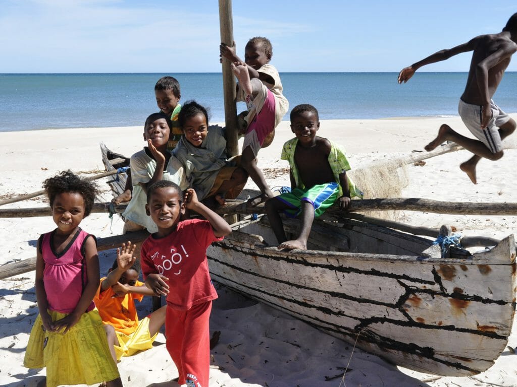 Kids playing, Anjajavy, Madagascar