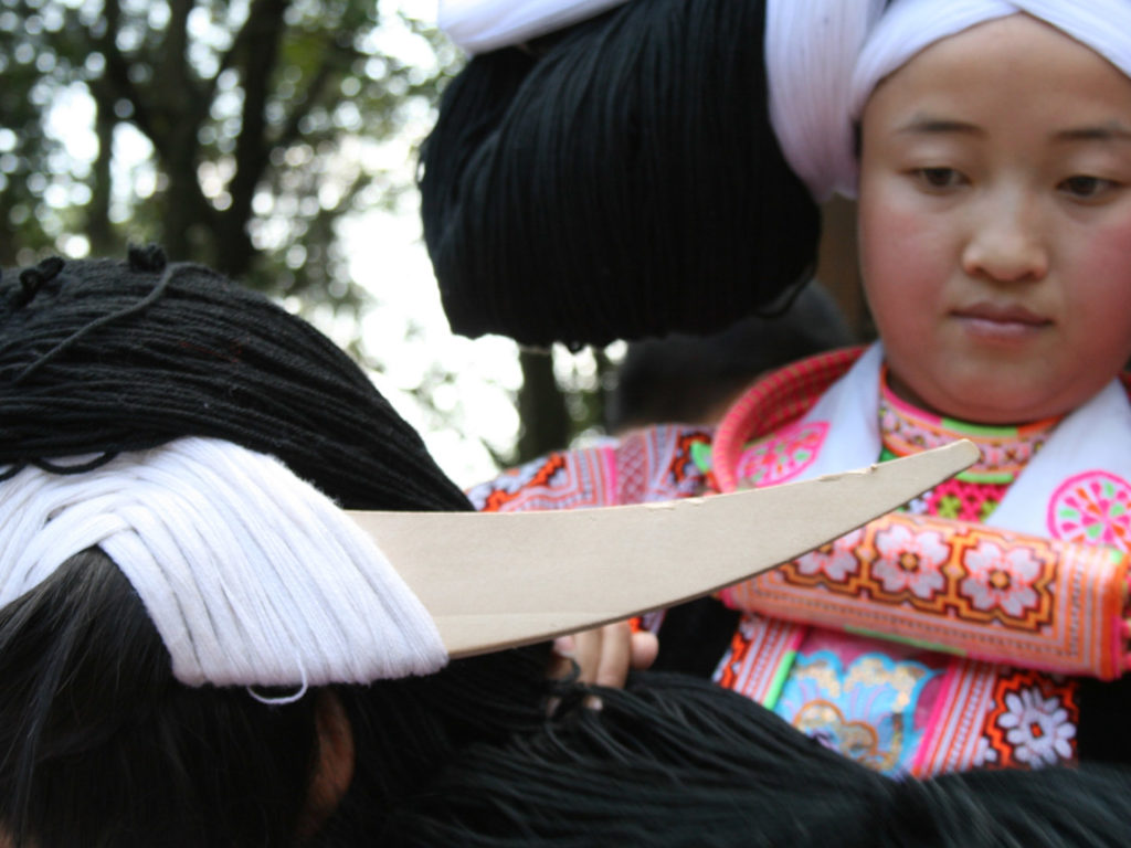 Longhorn Miao Hair Styling, Suoga Village, Guizhou, China