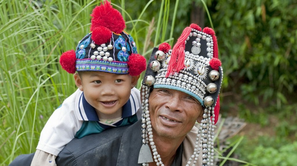 Man and Child, Akha, Thailand
