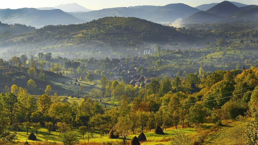 Maramures, typical countryside near the village Poienile Izei, Romania