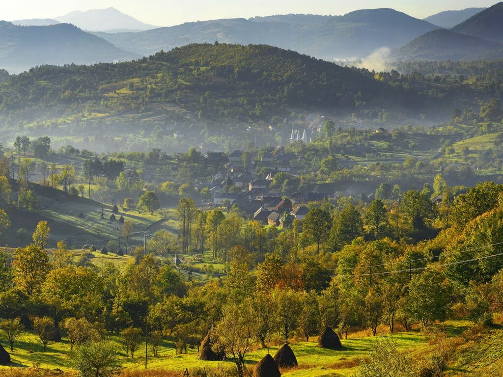 Maramures, typical countryside near the village Poienile Izei, Romania