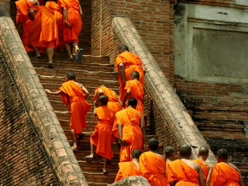 Monks in Ayutthaya, Thailand