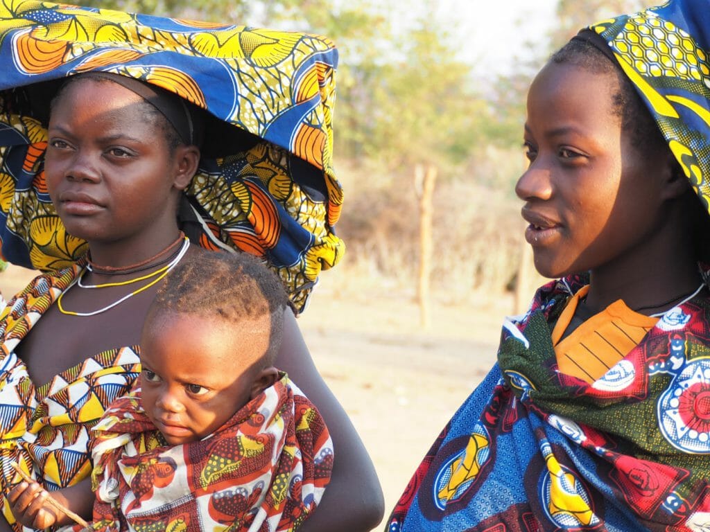 Mucubal women in colourful dress, Angola