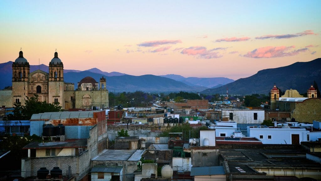 Oaxaca city at sunset, Mexico