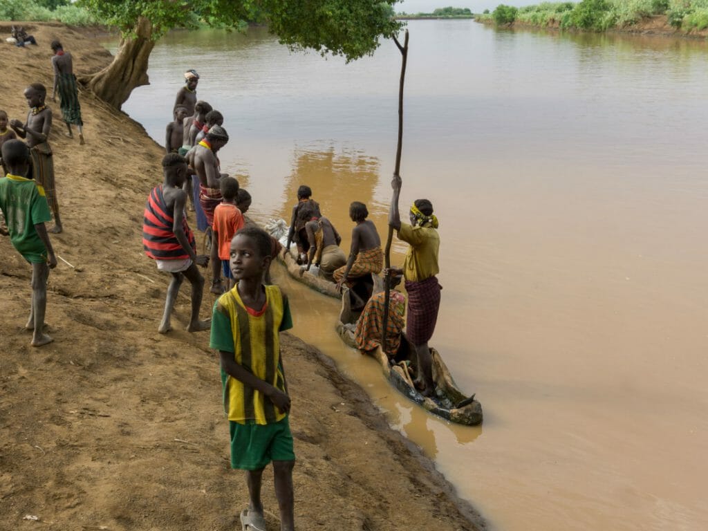 Local people by Omo River, Ethiopia
