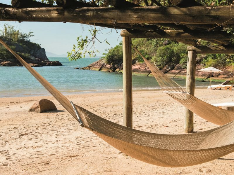 Ponta dos Ganchos, Hammocks on the beach, Florianopolis, Brazil