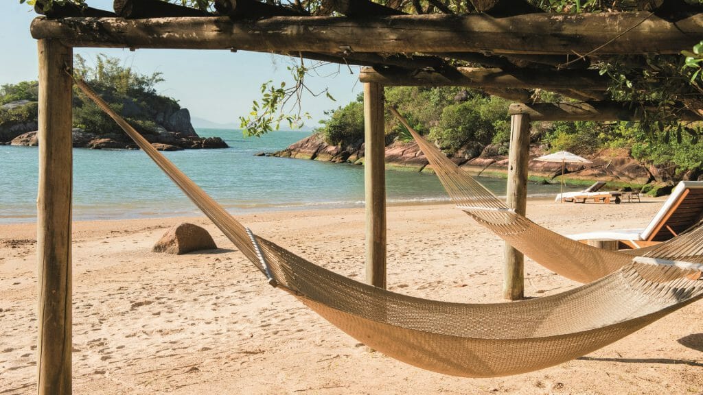 Ponta dos Ganchos, Hammocks on the beach, Florianopolis, Brazil