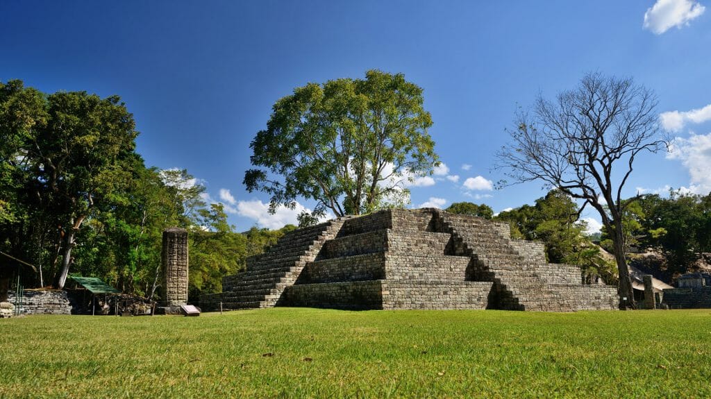 Pyramid and Stella, Copan, Honduras