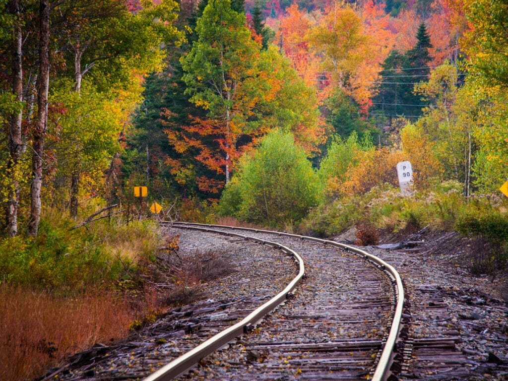 Railway Track, White Mountains Nat Park, New Hampshire, New England, USA