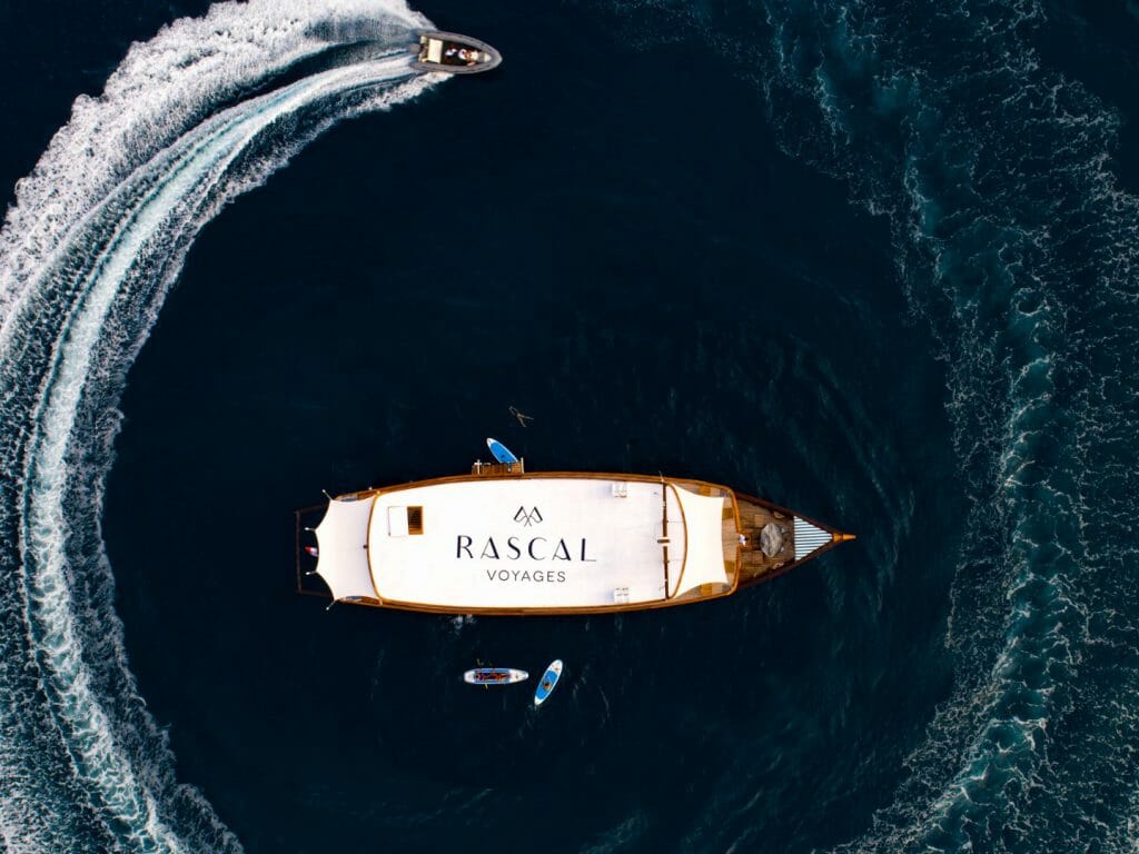Aerial view of Rascal yacht.