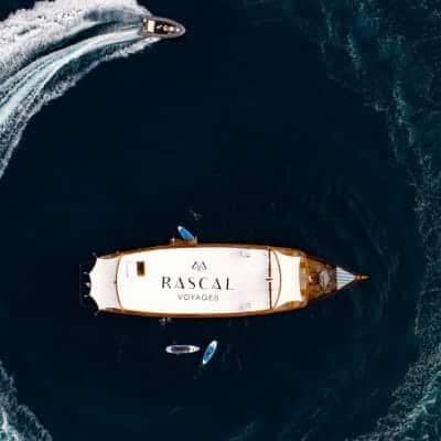 Aerial view of Rascal yacht.