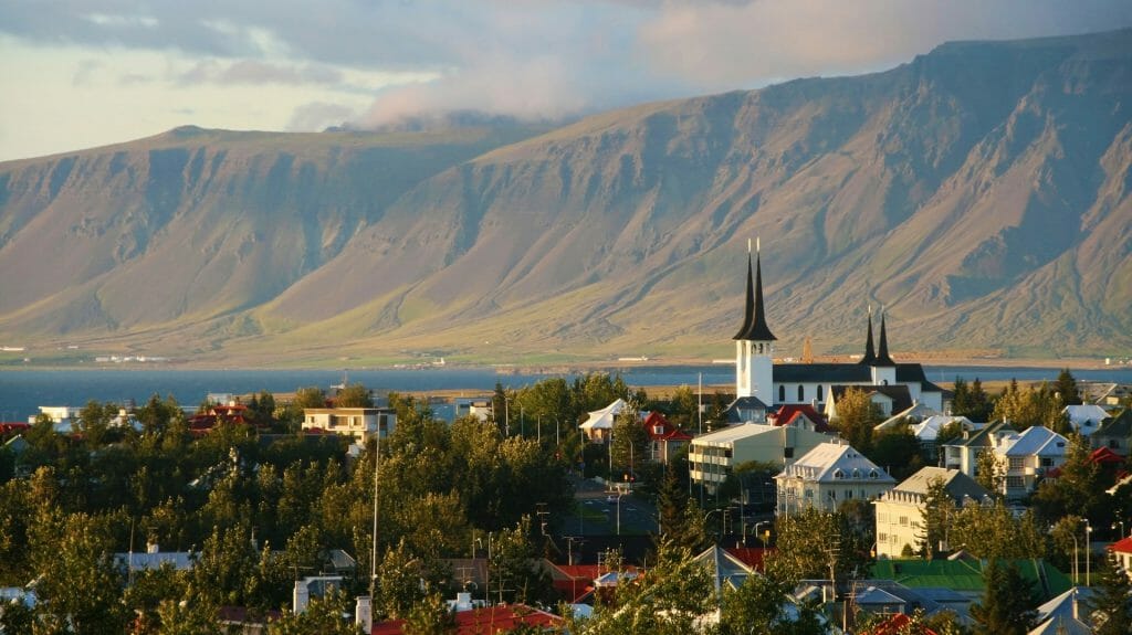 Reykjavik with Esja Mountains, Iceland