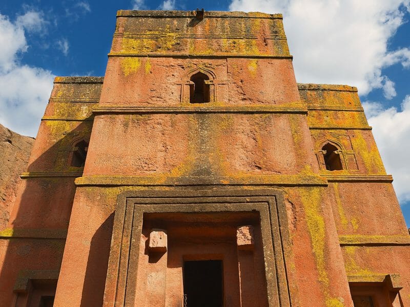 Unique monolithic rock hewn Church of St. George (Bete Giyorgis), UNESCO World heritage, Lalibela, Ethiopia