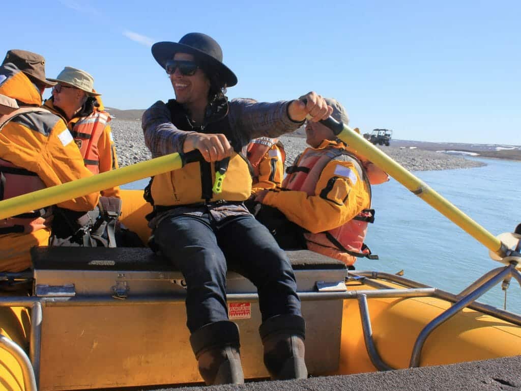 Rowing across to Arctic Watch camp