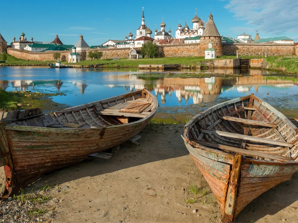 Boats near Solovki Monastery