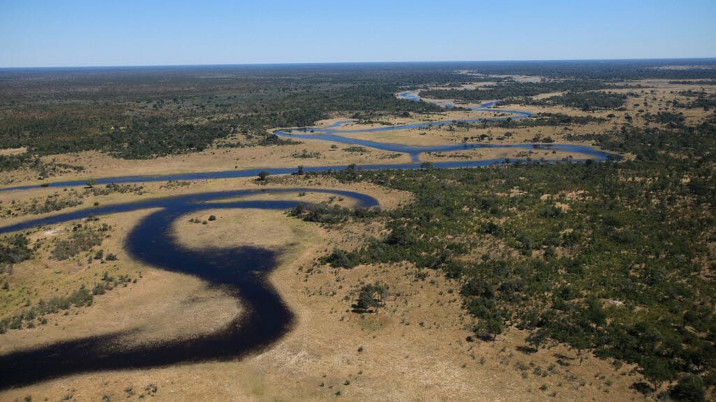 Spillway Aerial View, Selinda Canoe Travel, Selinda Reserve, Botswana