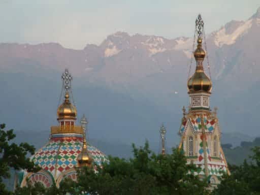 Spires of Zenkov Cathedral, Almaty, Kazakhstan