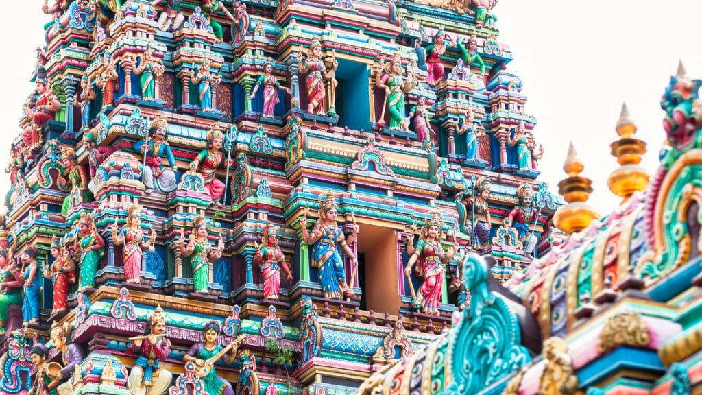 Colourful carvings Sri Mahamariamman Temple