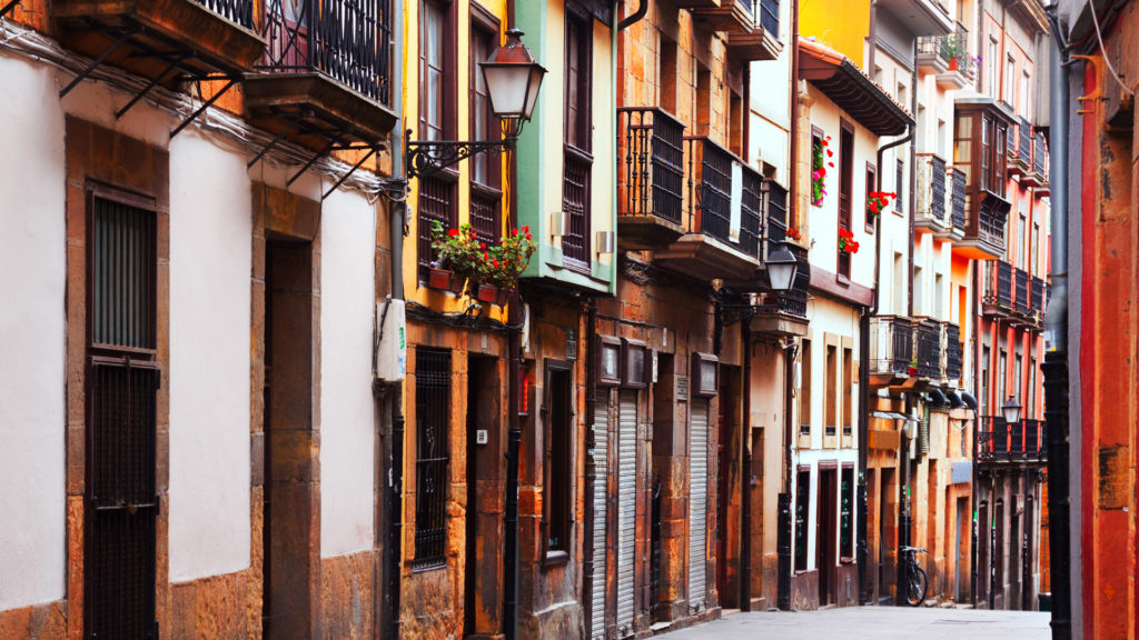 Street at historic part of Oviedo, Asturias, Spain