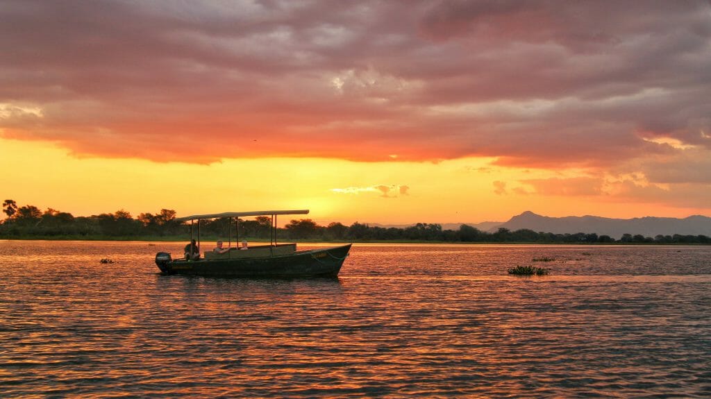 Sunset boat cruise on Shire River, Liwonde National Park, Malawi